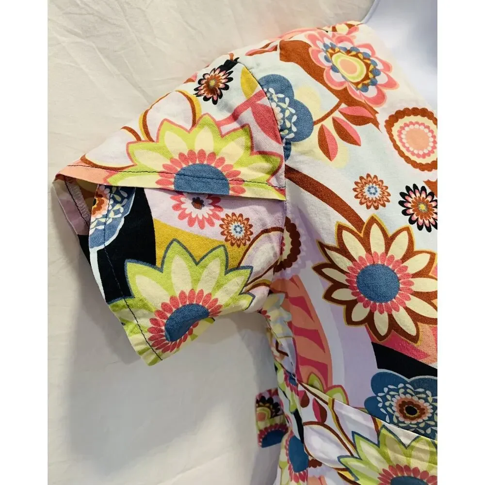 Womens Long Modest Dress Size Small Youth 14 Multi Colored Short Sleeve Handmade